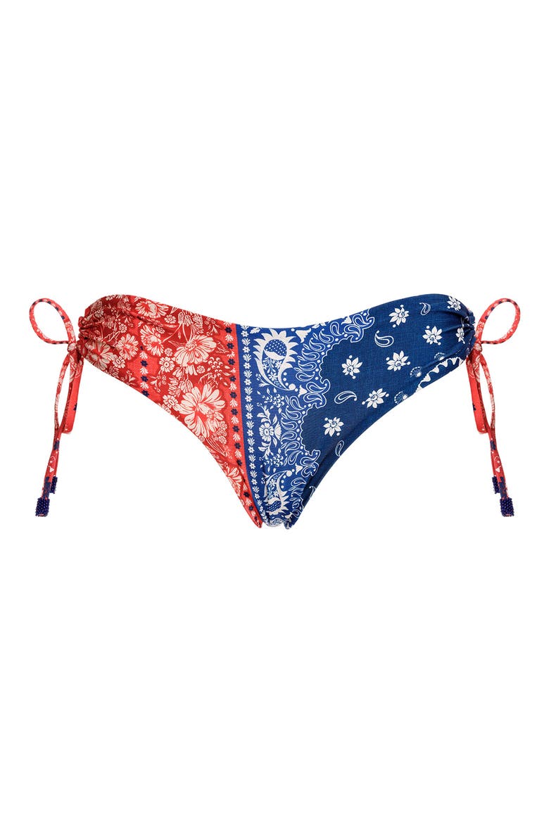 Eda Atma Ruched Side Bikini Bottoms, Alternate, color, RED MULTI