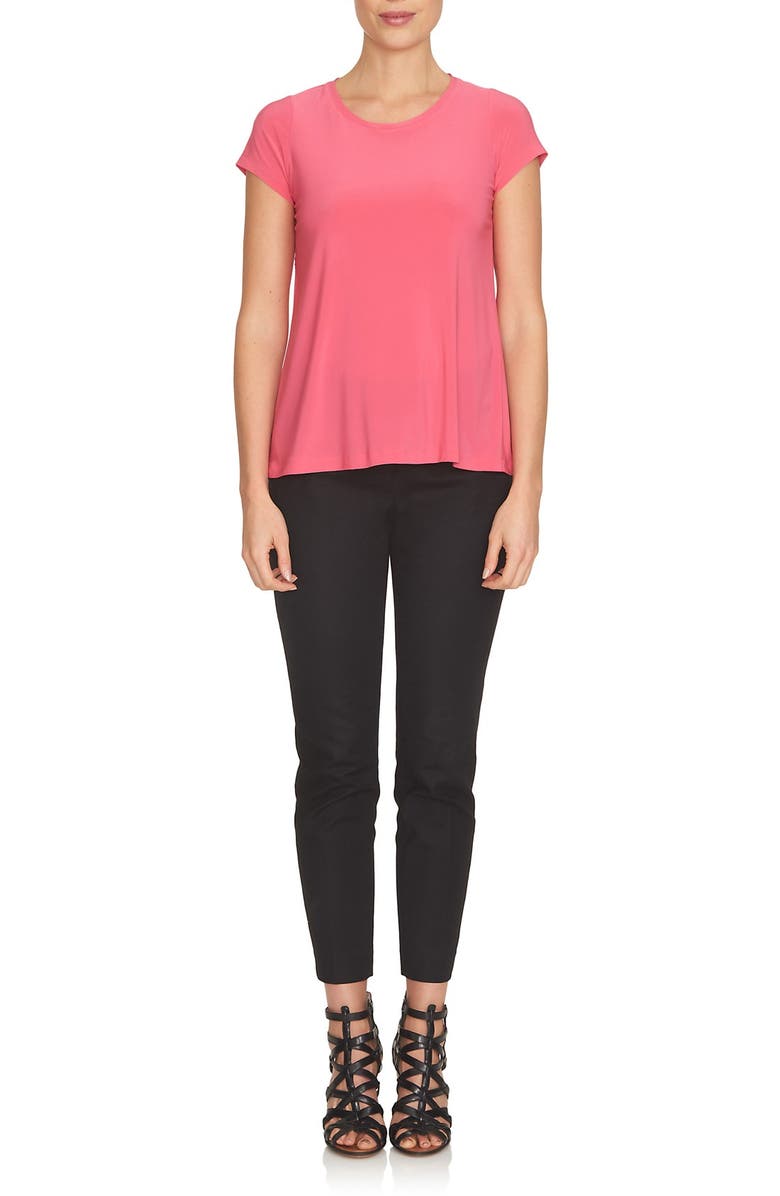 CeCe Lace Trim Cutout Tee, Alternate, color, Charm Pink