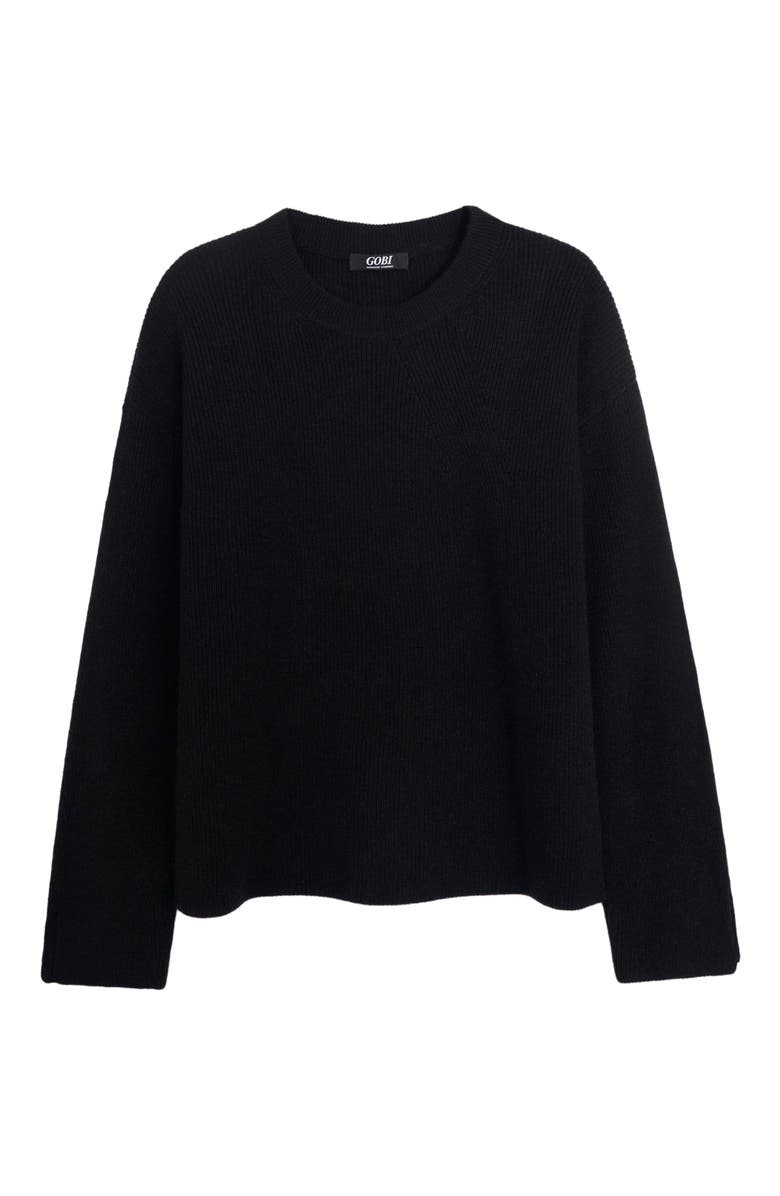 GOBI Mongolian Cashmere Split-Sleeve Cashmere Sweater, Alternate, color, Black