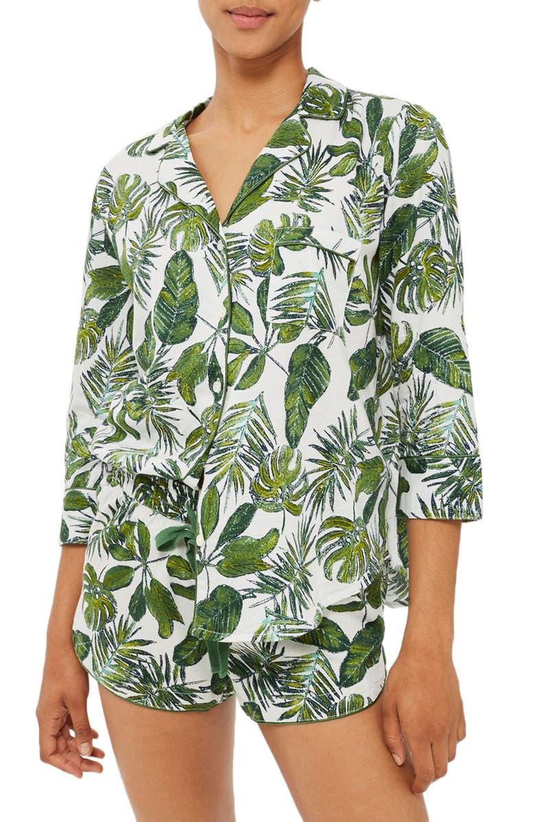Topshop Pamela Palm Print Short Pajamas, Main, color,