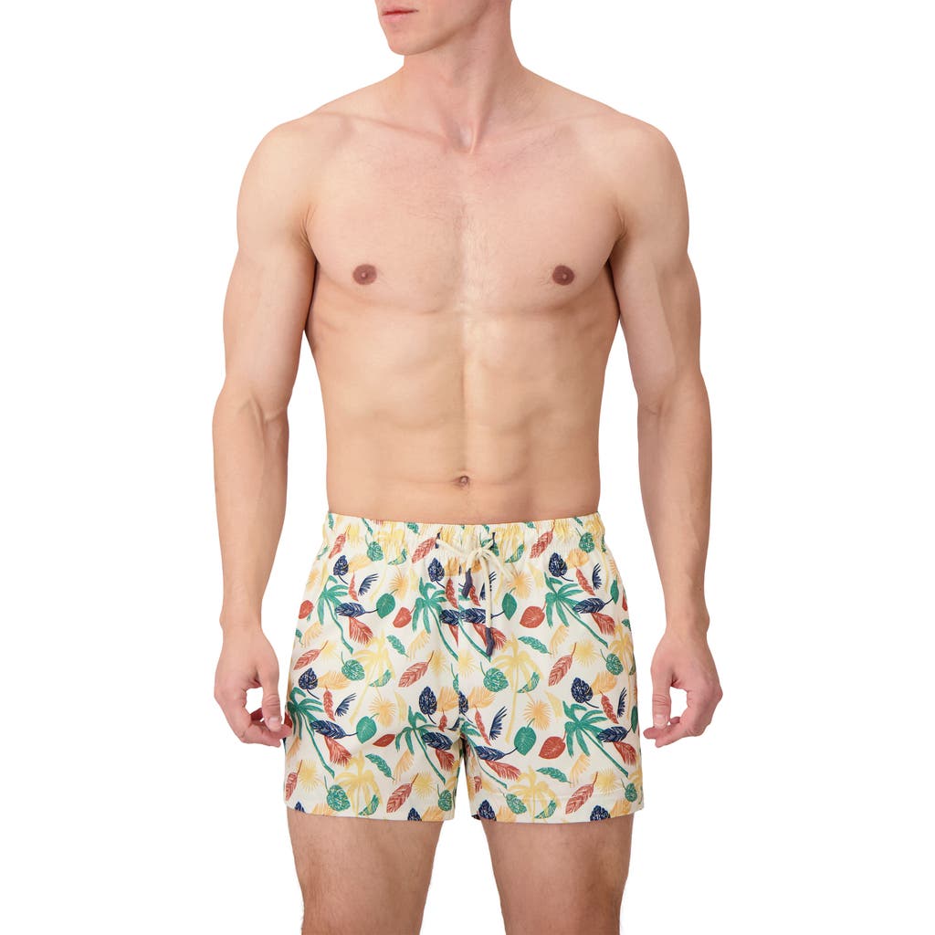 Sunset X Vine Leaf Print Swim Trunks