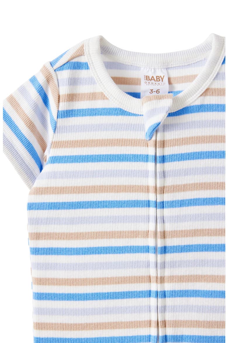 Growie Short Sleeve Zip All In One Romper, Alternate, color, Vanilla-Blue Bonnet Bowie