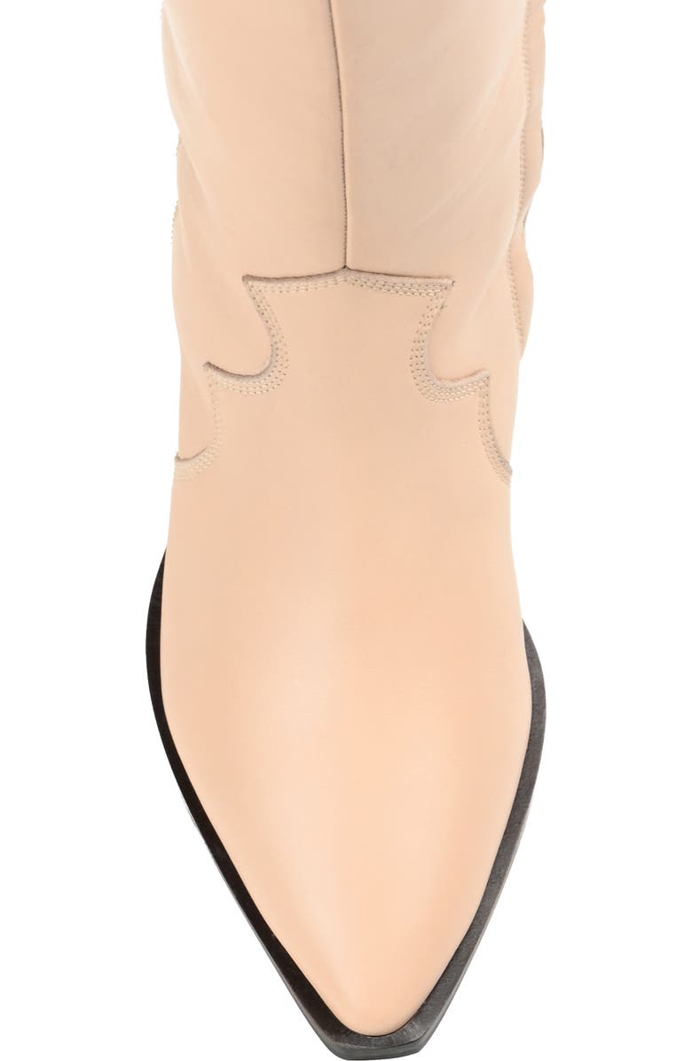 Journee Signature Pryse Leather Western Boot, Alternate, color, Nude