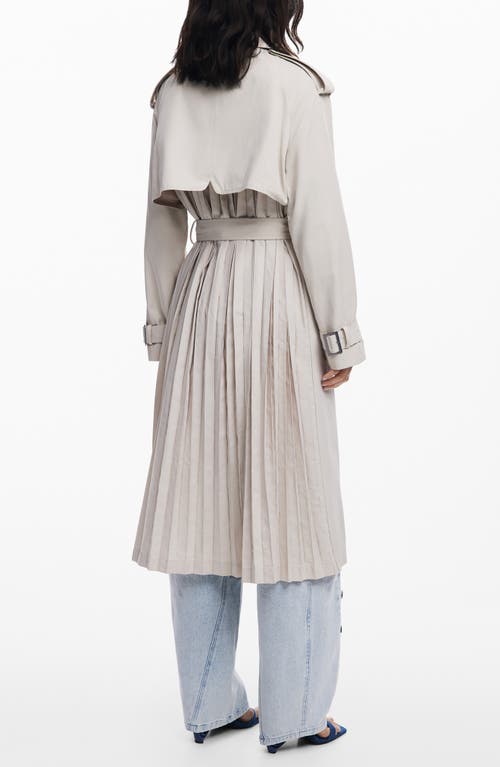 Desigual Belted Trench Coat In Gray