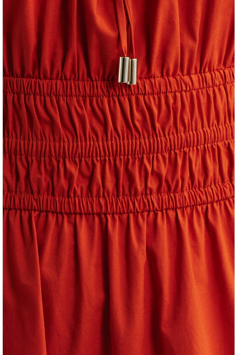 Smocked Tiered Midi Dress, Alternate, color, CHILI