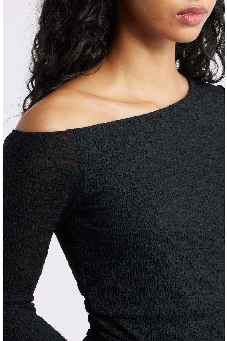 One-Shoulder Lace Top, Alternate, color, BLACK