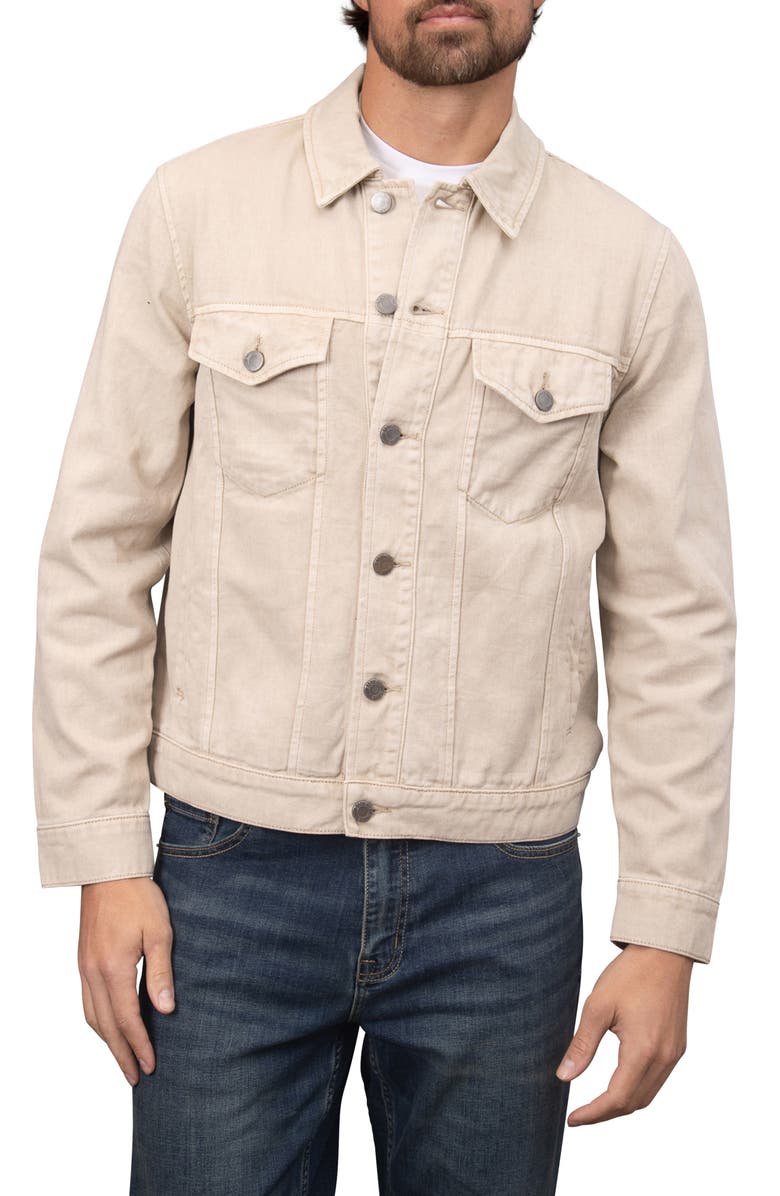 Bagatelle Garment Washed Twill Trucker Jacket, Alternate, color, Sand