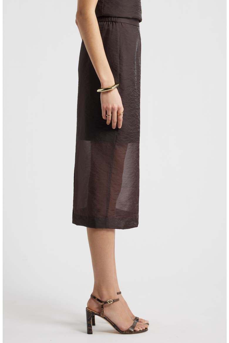 Organza Midi Pencil Skirt, Alternate, color, BROWN COFFEE