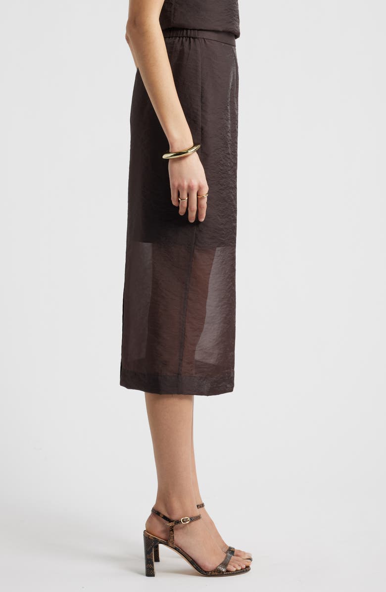 Nordstrom Organza Midi Pencil Skirt, Alternate, color, Brown Coffee