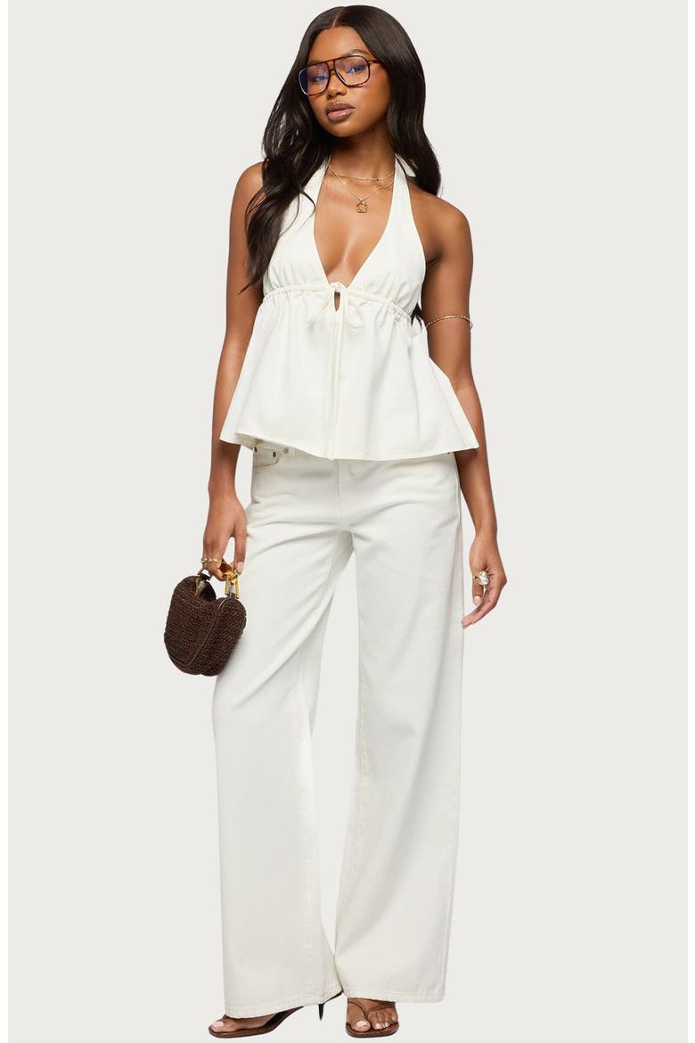 Safia Denim Halter Top, Alternate, color, WHITE