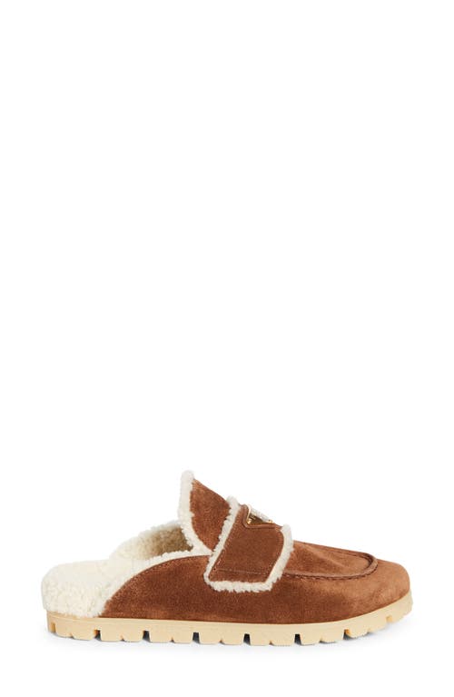 Prada Suede Shearling Cozy Loafer Mules