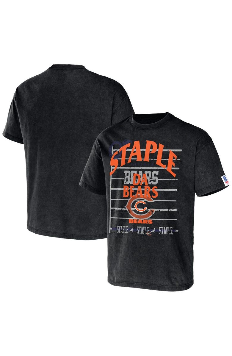 STAPLE Men's NFL x Staple Black Chicago Bears Throwback Vintage Wash T-Shirt, Main, color, 