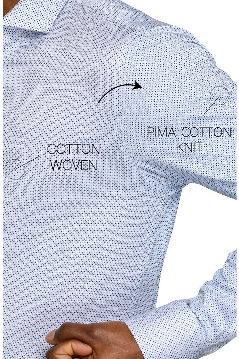 Slim Fit Abstract Cross Reworked Button-Up Shirt, Alternate, color, WHITE/ BLUE