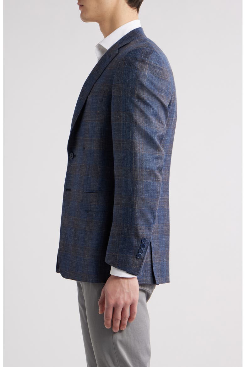 Siena Regular Fit Plaid Wool & Silk Blend Sport Coat, Alternate, color, NAVY