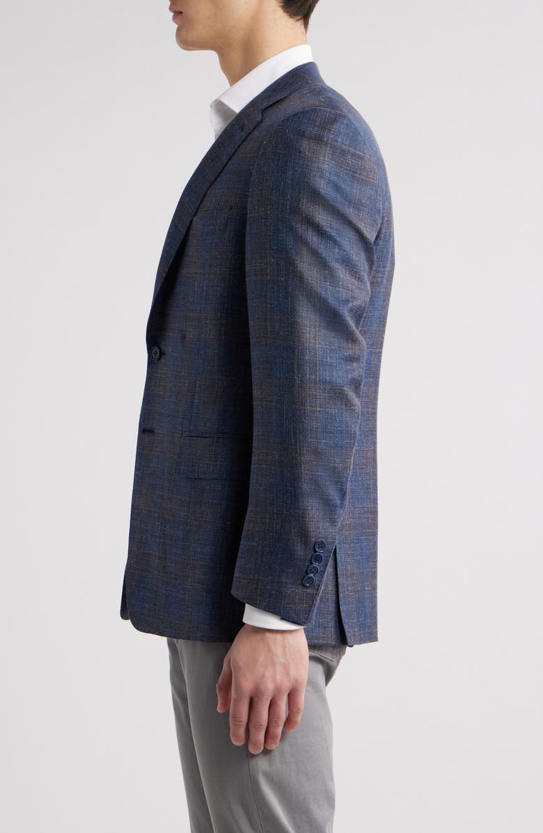 Canali Siena Regular Fit Plaid Wool & Silk Blend Sport Coat, Alternate, color, Navy