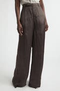 Rick Owens Firbanks High Waist Wide Leg Pleat Front Cupro Satin Pants