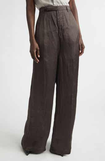 Firbanks High Waist Wide Leg Pleat Front Cupro Satin Pants