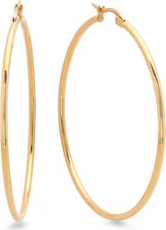 STEELTIME 18K Gold Plate Hoop Earrings