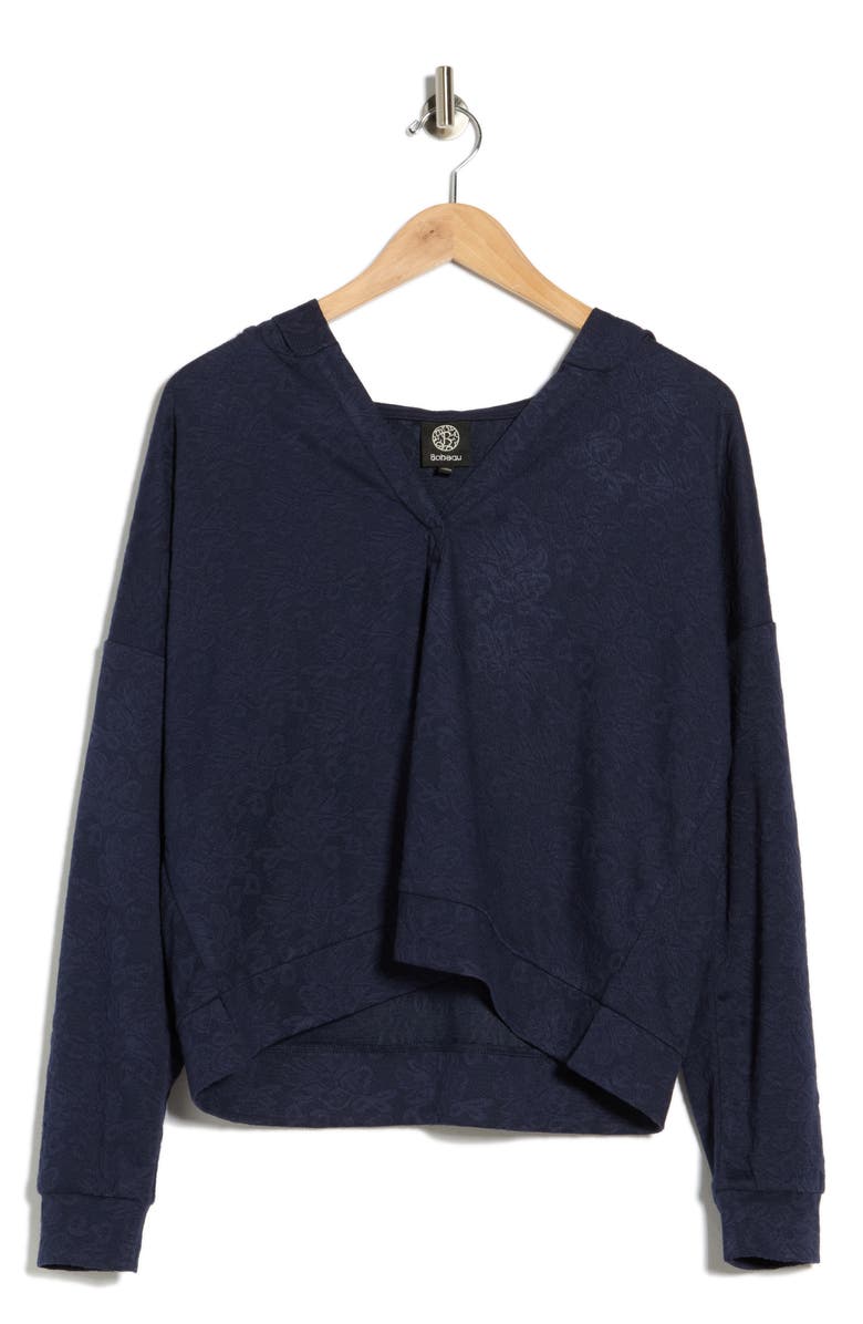 Bobeau Jacquard Hoodie, Main, color, Navy