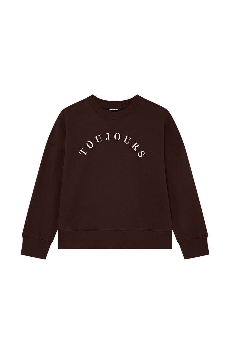 Whistles Relaxed Logo Crew Sweatshirt, Alternate, color, Chocolate