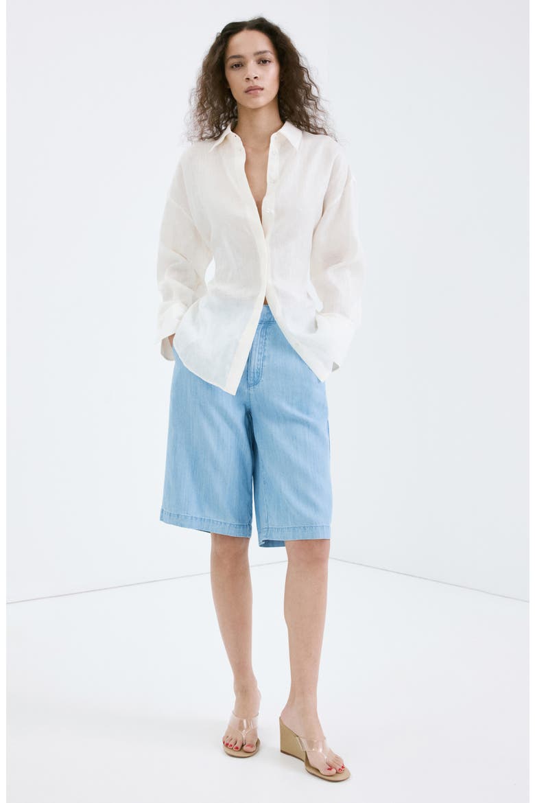 Low Rise Denim Bermuda Shorts, Alternate, color, LIGHT BLUE