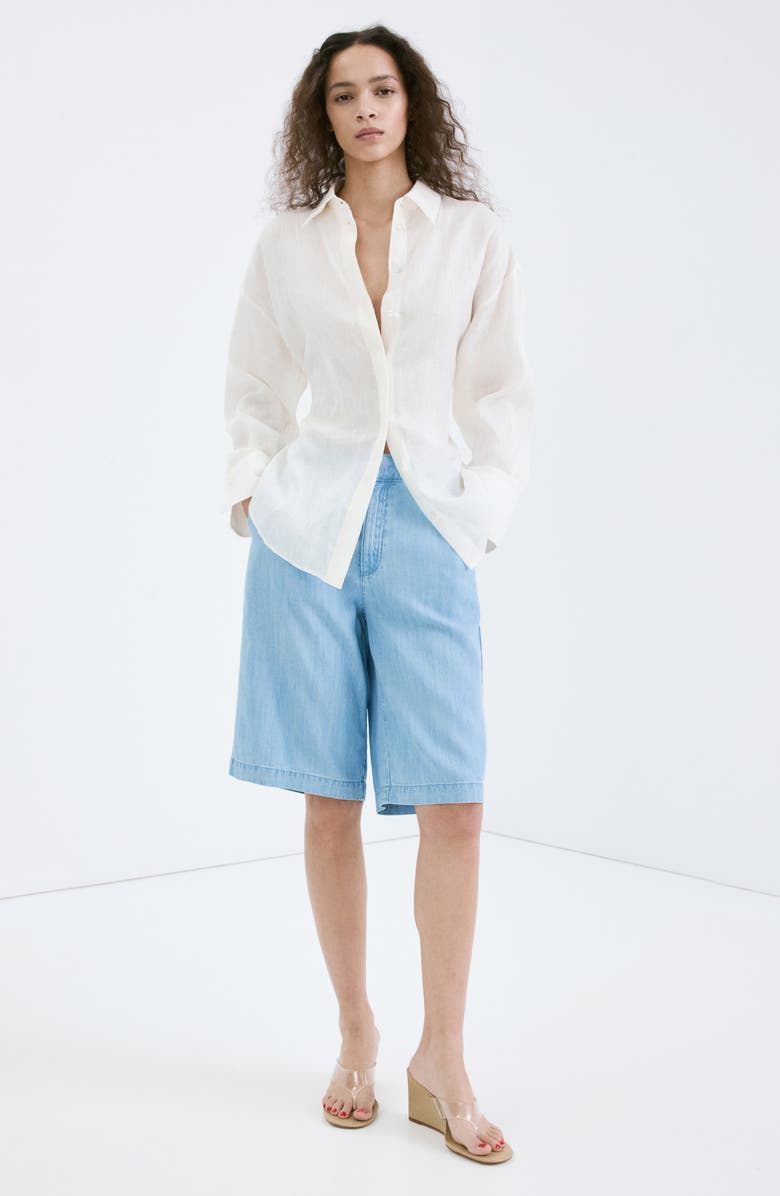MANGO Low Rise Denim Bermuda Shorts, Alternate, color,
