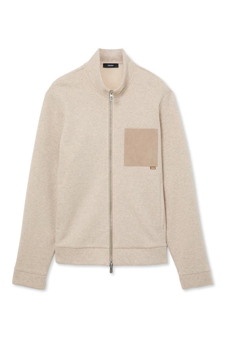 Herringbone Patch Pocket Zip Jacket, Alternate, color, OATMEAL MELANGE
