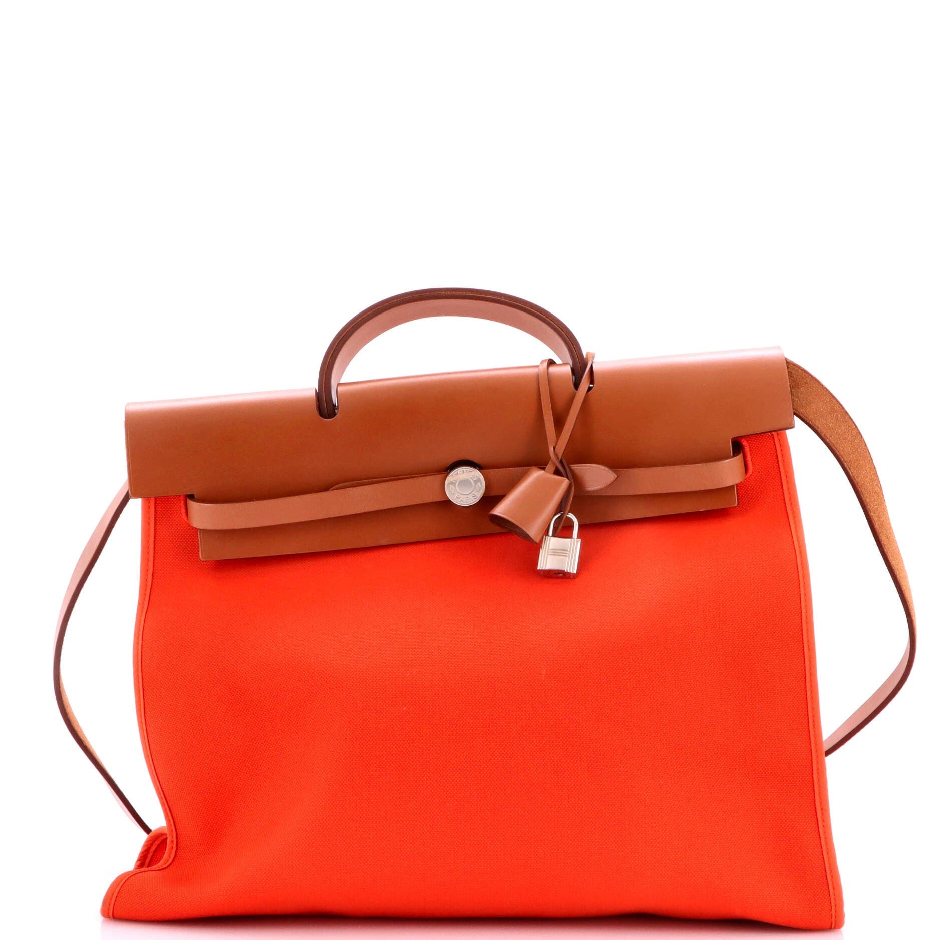 Herbag Zip Leather and Toile 39, Main, color, Orange