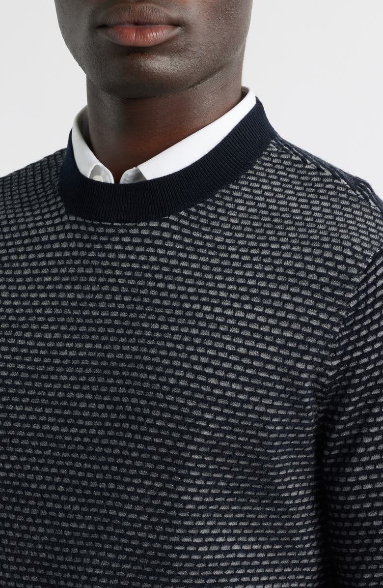 Emporio Armani Textured Dot Virgin Wool Crewneck Sweater, Alternate, color, Navy