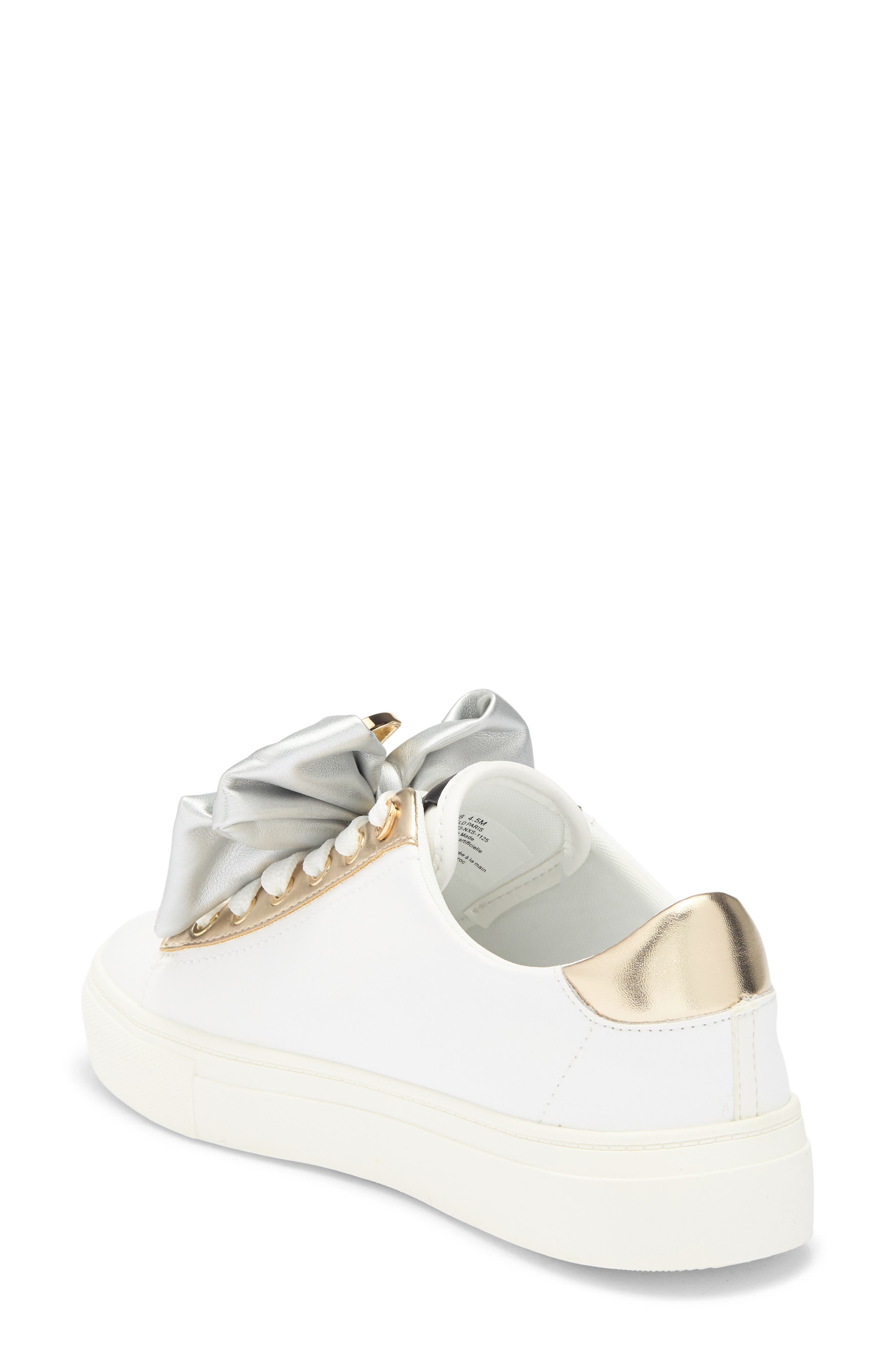 KARL LAGERFELD PARIS Claudette Lace-Up Sneaker, Alternate, color, Bright White/ Silver