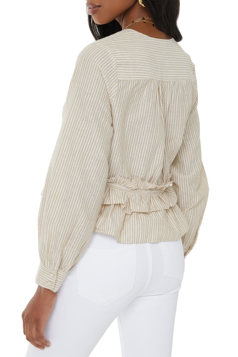 Stripe Ruffle Waist Top, Alternate, color, NATURAL/ GOLD