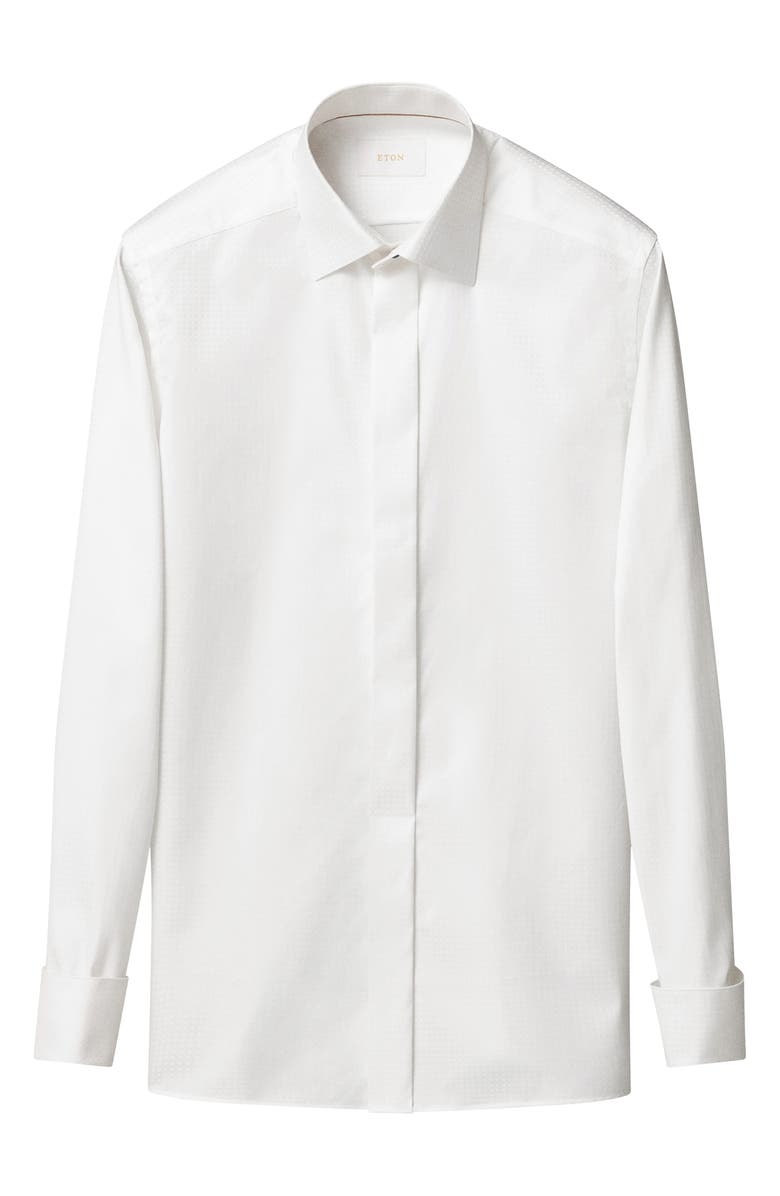 Eton Contemporary Fit Geometric Brocade Supima Cotton Dress Shirt, Alternate, color, White