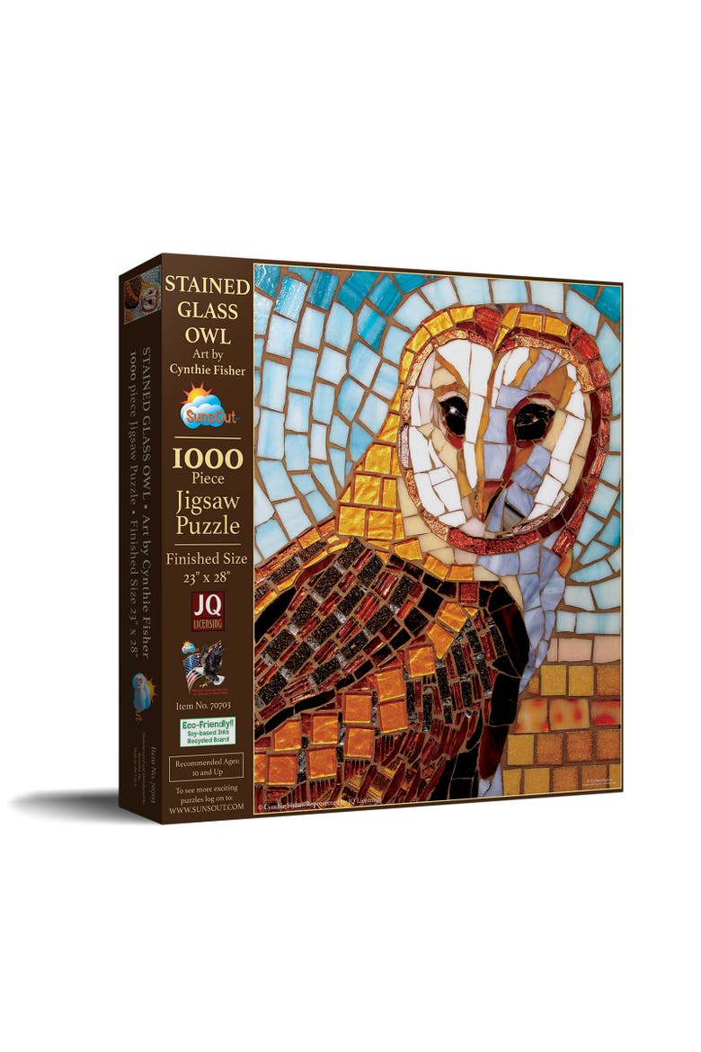 Stained Glass Owl 1000 piece Jigsaw Puzzle for Adults, Main, color, Multicolor