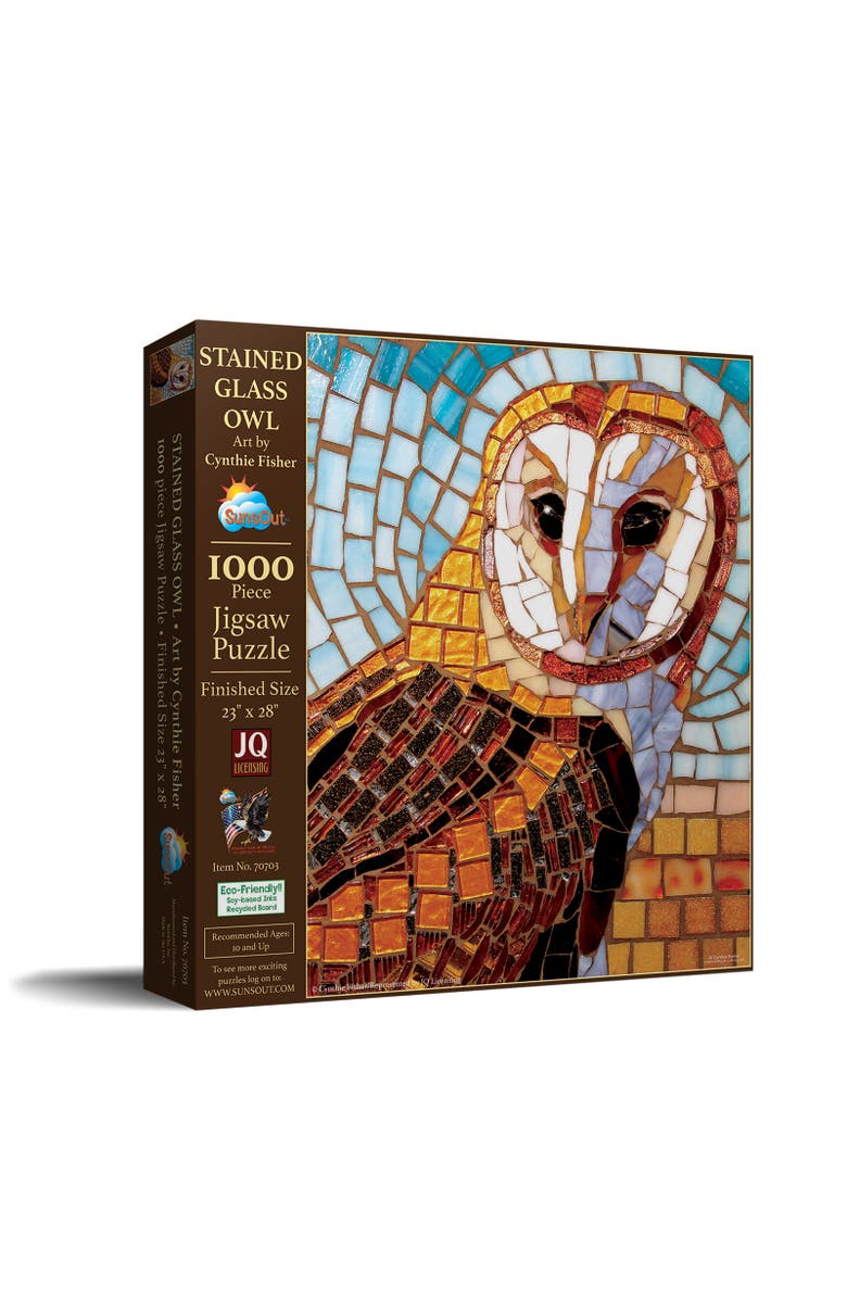 Sunsout Stained Glass Owl 1000 piece Jigsaw Puzzle for Adults, Main, color, Multicolor