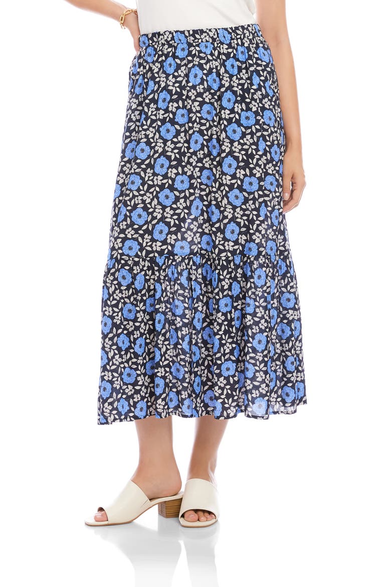 Front Slit Tiered Midi Skirt, Main, color, PRINT