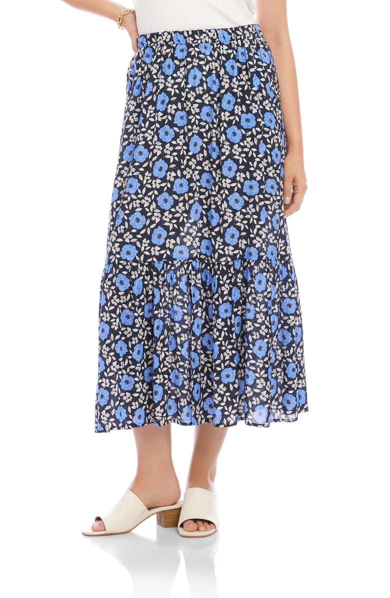 Karen Kane Front Slit Tiered Midi Skirt, Main, color, 