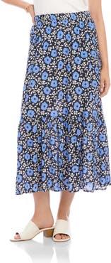 Karen Kane Front Slit Tiered Midi Skirt