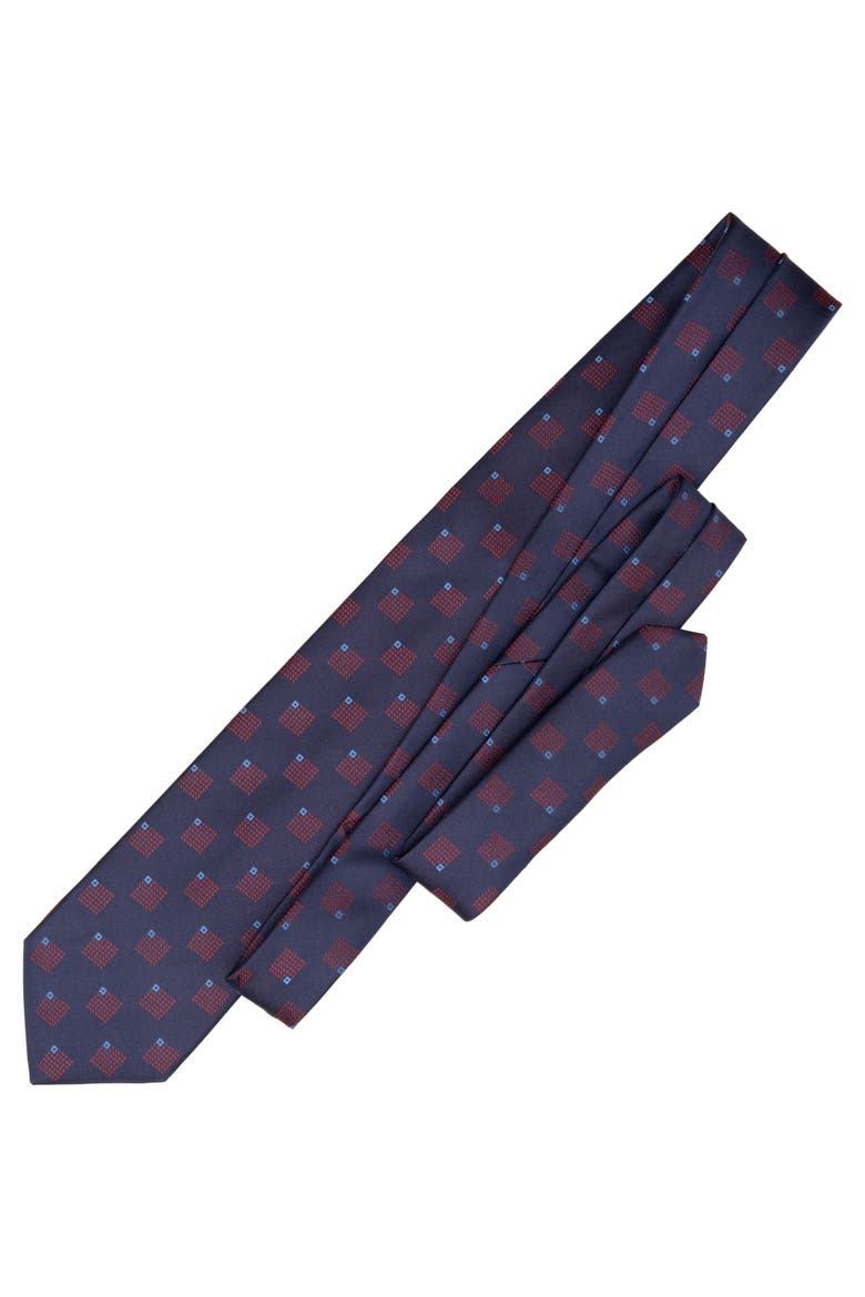Siena - Extra Long Silk Jacquard Tie for Men, Alternate, color, Navy