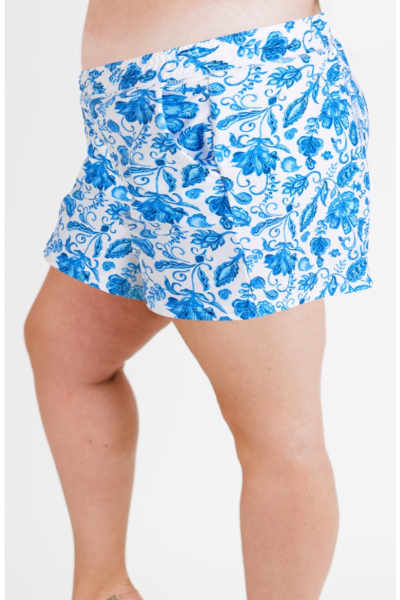 Plus Size Classic Fit Swim Shorts With Panty, Alternate, color, Blue Dreams