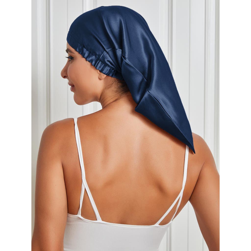 Silksilky Pure Silk Elasticated Bonnet In Blue