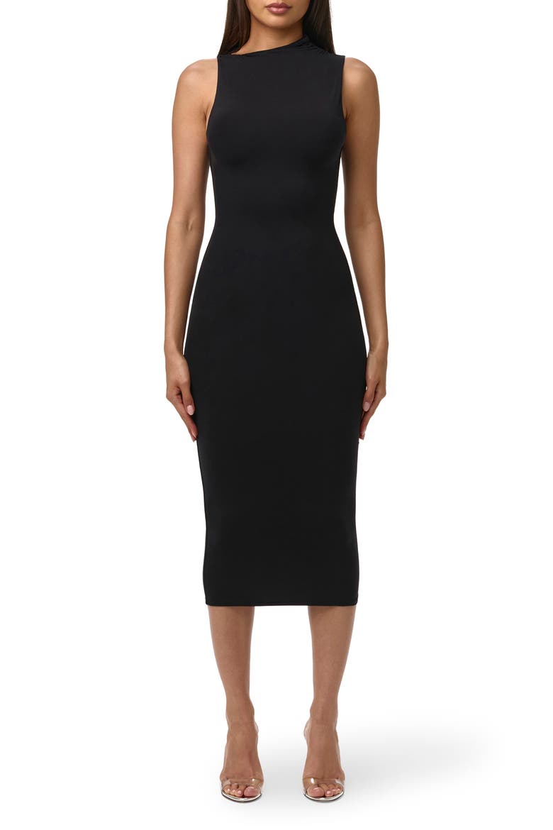Sleeveless Midi Dress, Main, color, BLACK
