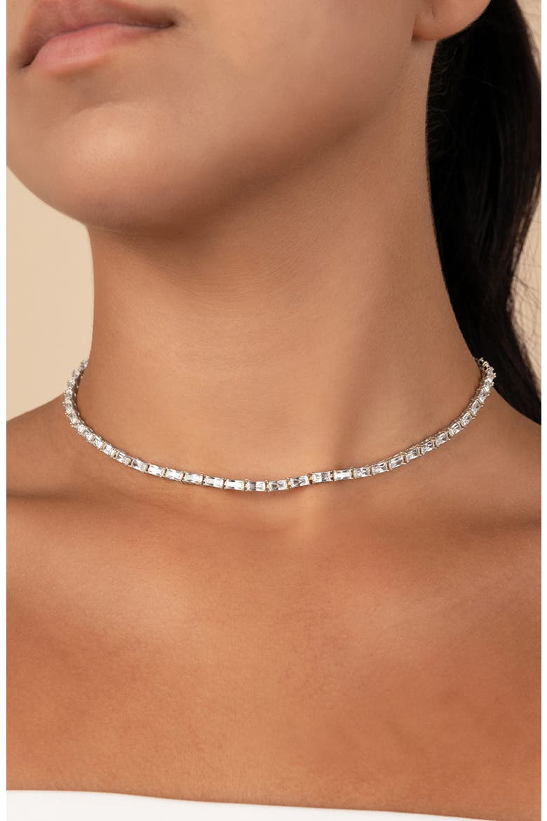 Blanche Slide Tennis Necklace, Alternate, color, SILVER