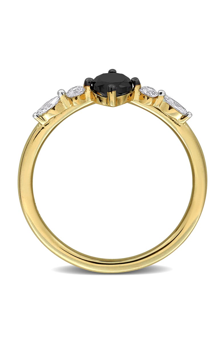 Julianna B. Black & White Diamond Oval Chevron Ring 14k, Alternate, color, 14K Yellow Gold