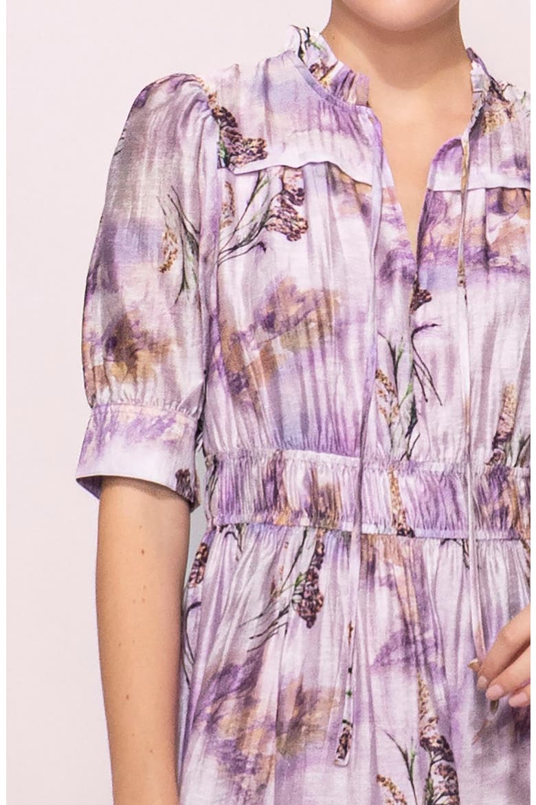 Printed Shirred Dress, Alternate, color, LILAC MULTI