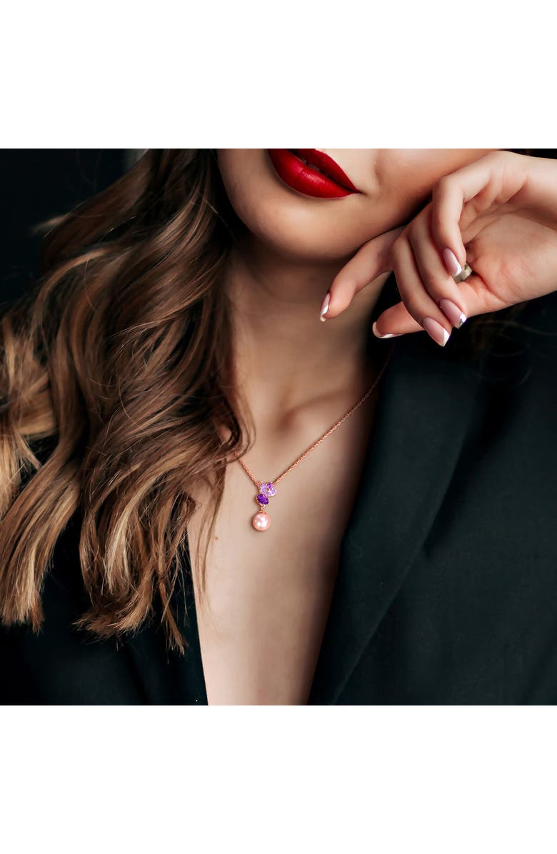 DELMAR 8-8.5mm Pink Cultured Freshwater Pearl Pendant Necklace, Alternate, color, Purple