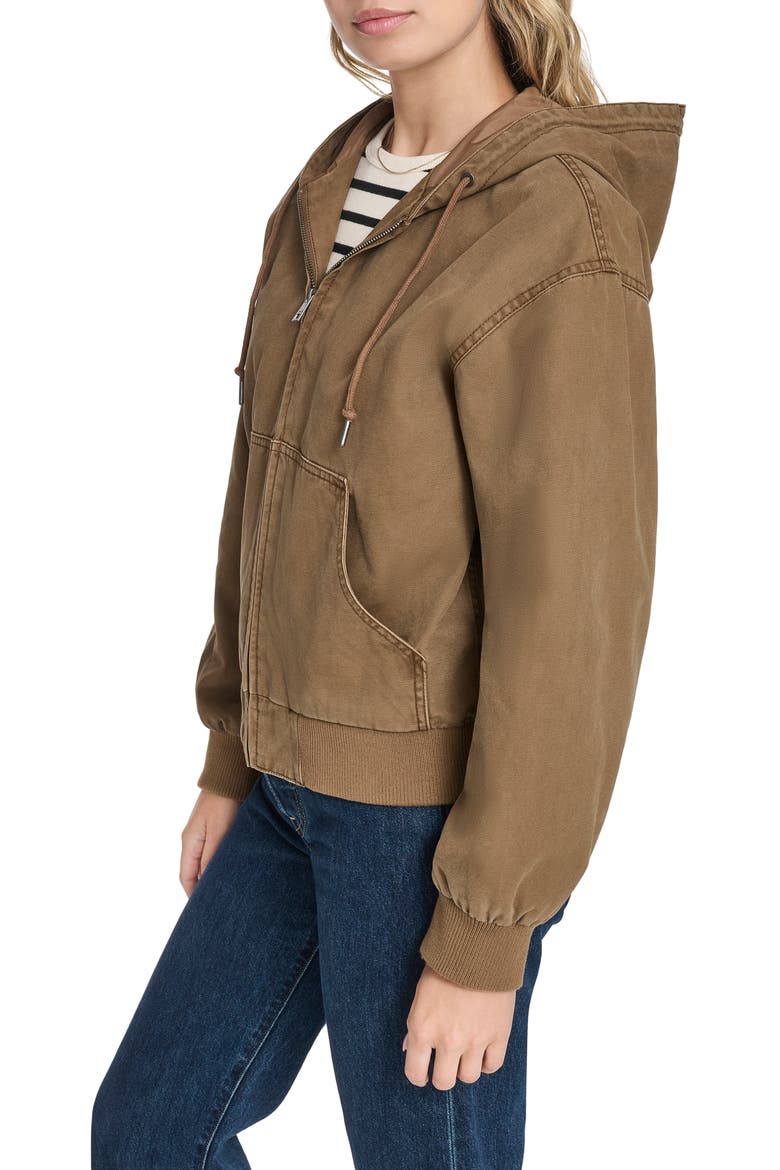 Cotton Zip Work Hoodie, Alternate, color, BROWN