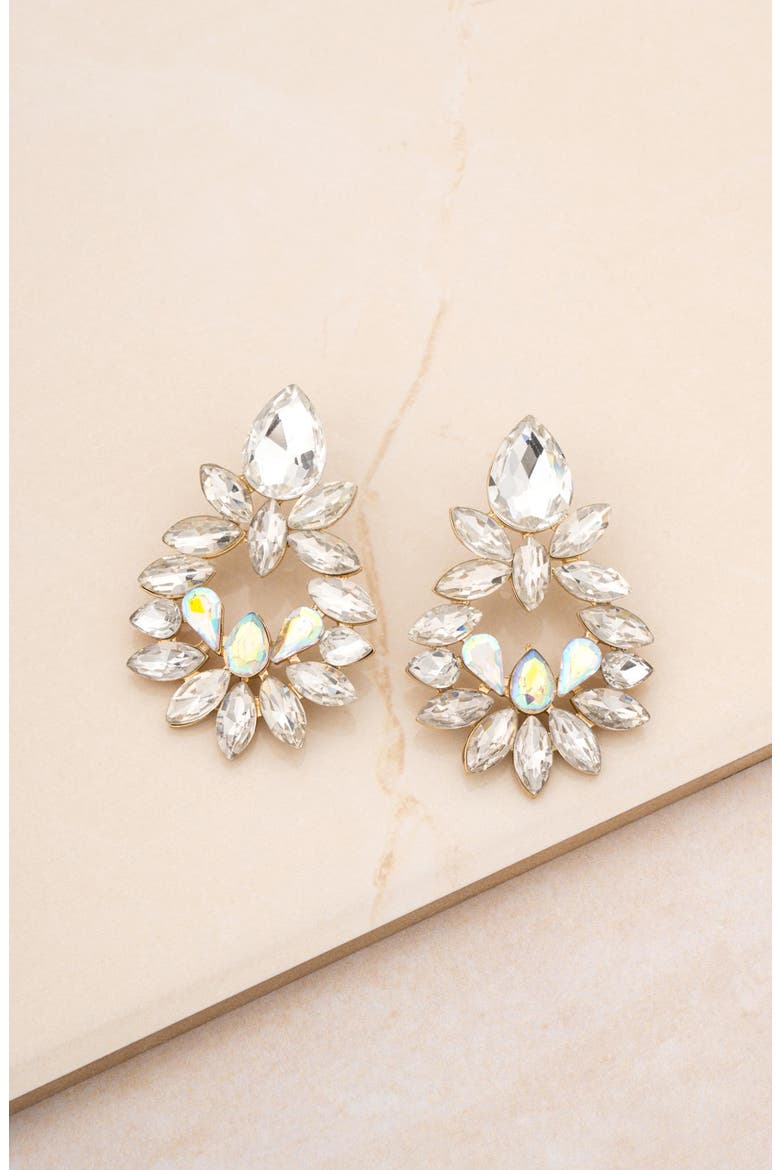 Floral Crest Drop Earrings, Alternate, color, GOLD