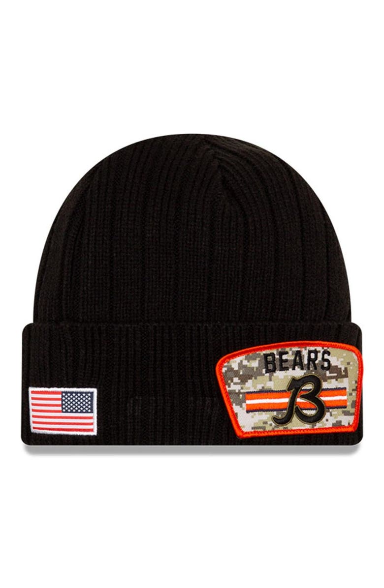New Era Men's New Era Black Chicago Bears 2021 Salute To Service B Cuffed Knit Hat, Alternate, color, 