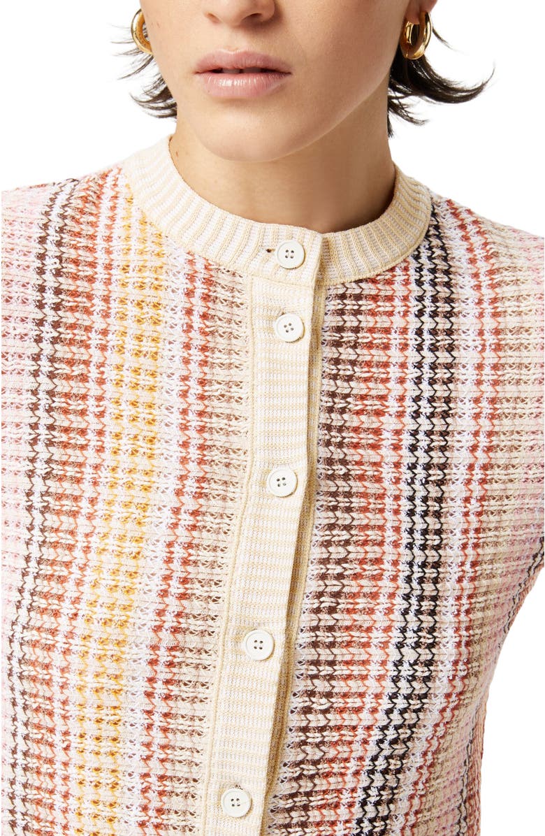 Missoni Crewneck Cardigan In Cotton Blend Caperdoni Motif, Alternate, color, Multicoloured 2