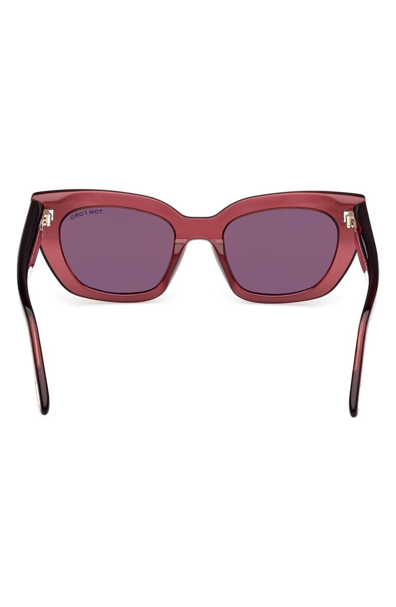 TOM FORD Athena 53mm Cat Eye Sunglasses, Alternate, color, Transparent Wine / T Logo